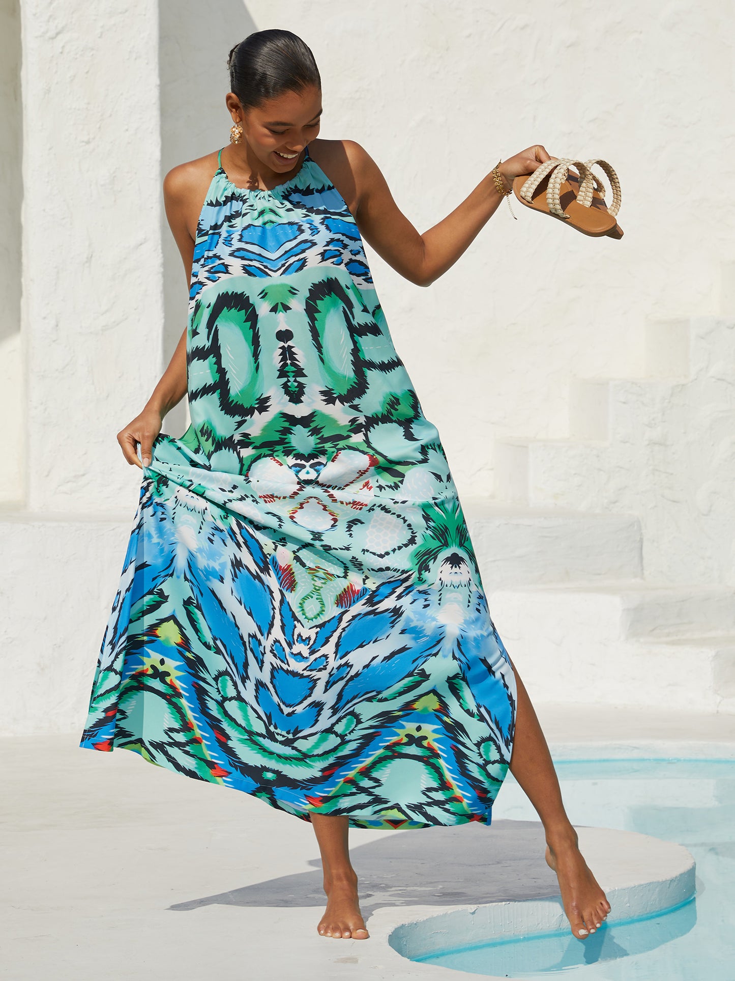 Dream Village seidiges Satin-Vintage-Maxikleid