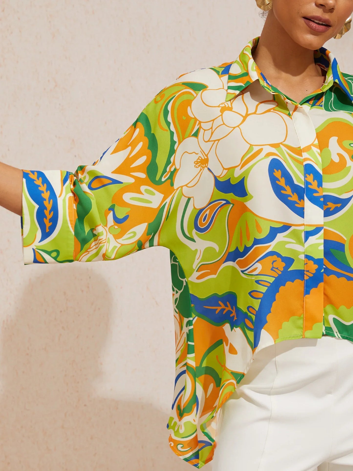 Boho Paisley Flowy Chiffon Short Shirt