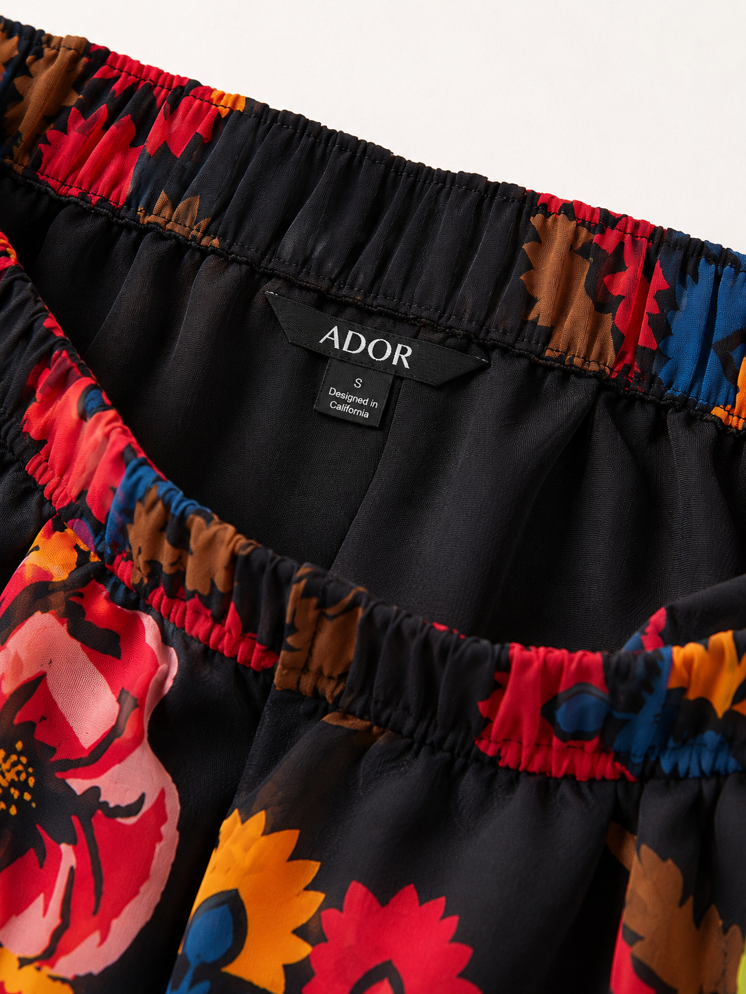 ADOR brand label detail on Chiffon Floral Print Elasticated Waistband Pants