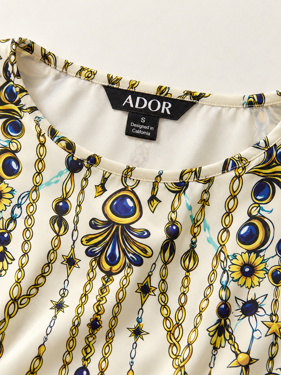 ADOR brand label detail on Vintage Jewelry Silky Satin Dolman Sleeve Batwing Top