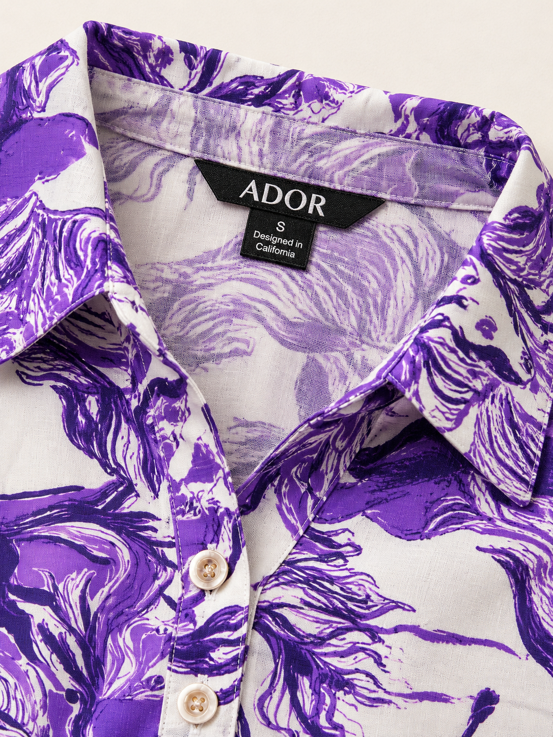 ADOR brand label detail on Graphic Art Mustang Linen Look Midi Dress