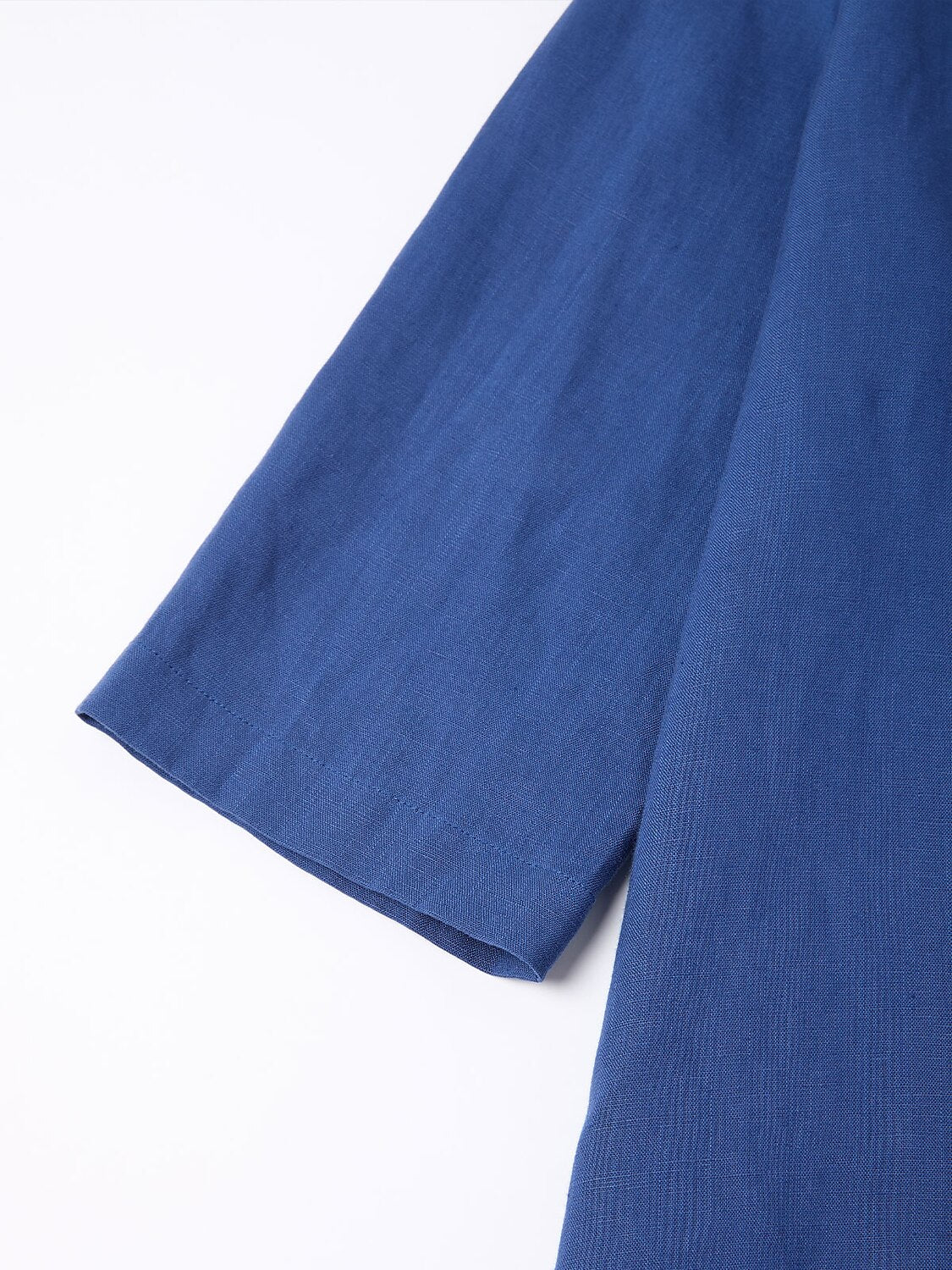 Linen Blend Asymmetric Collar Inverted Pleat Top