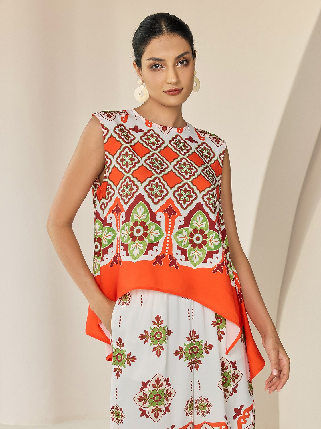 Camisole Satin Ethnic Print Boho Tank Top