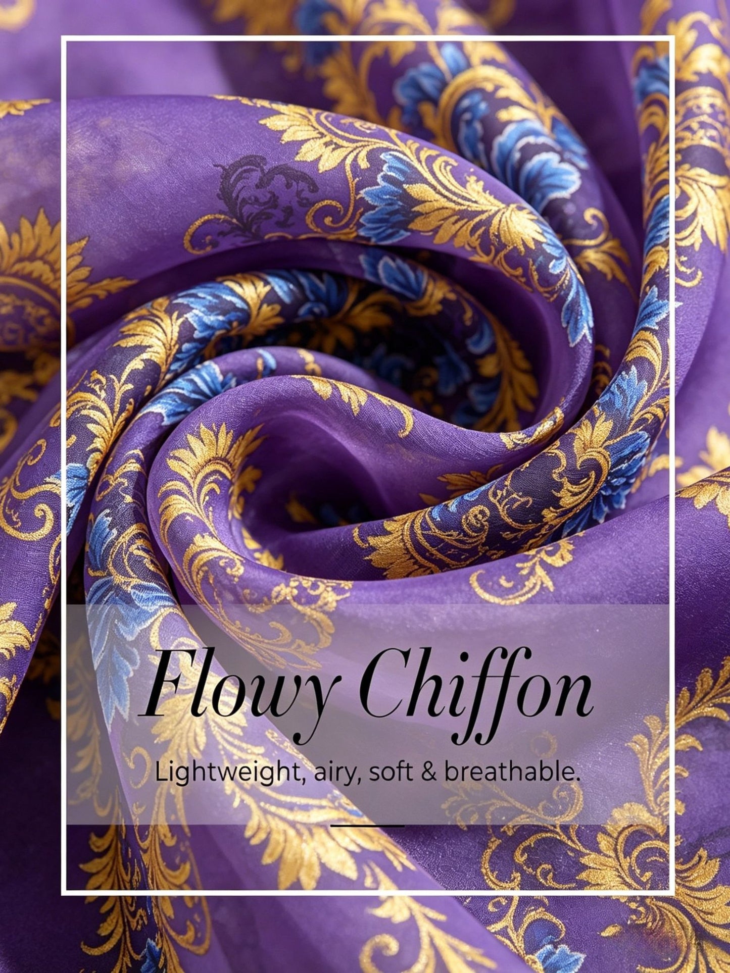 Midnight Purple Baroque Flowy Chiffon Dolman Sleeve Kaftan