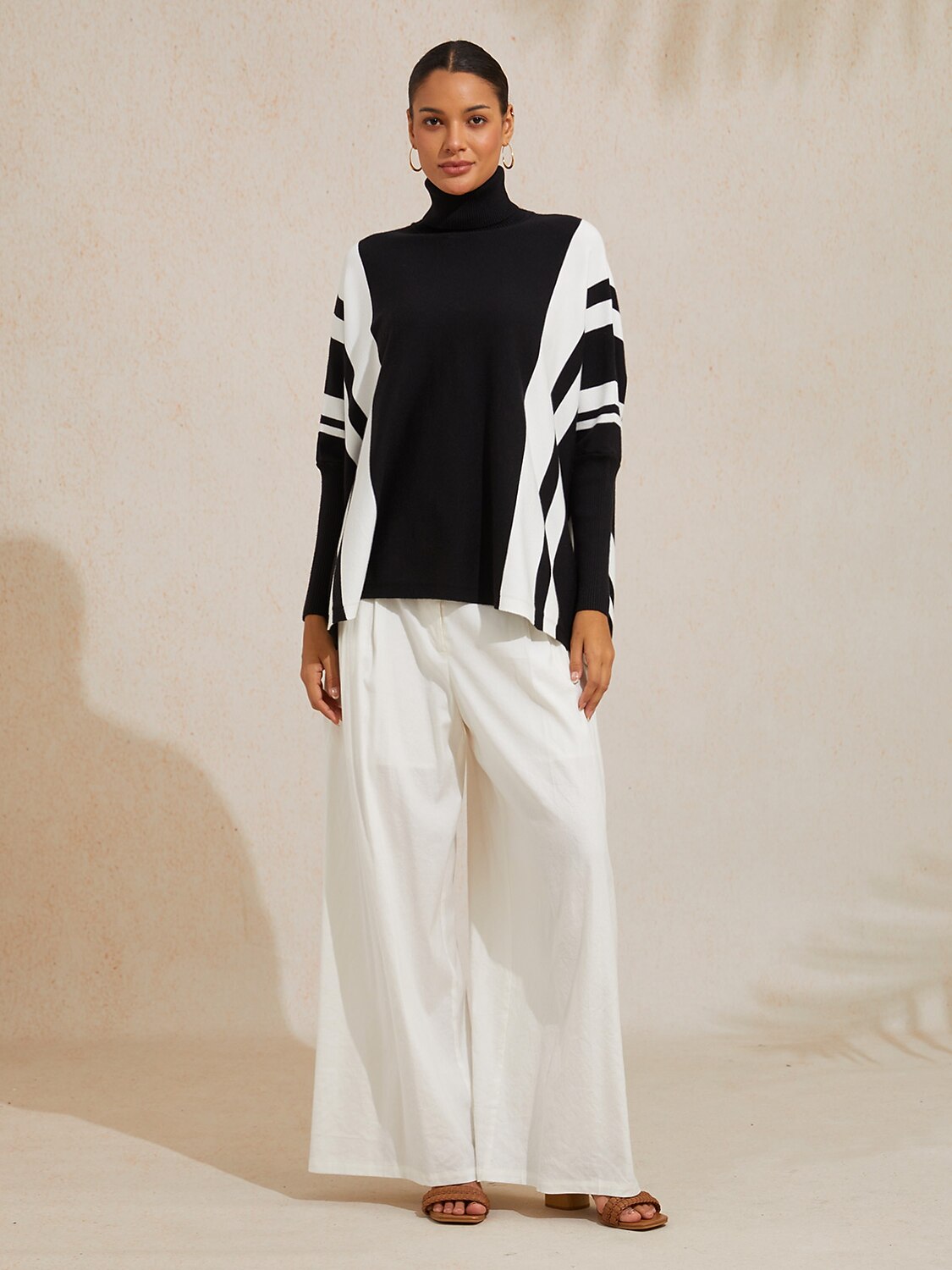 Ribbed Knit Turtleneck Sweater