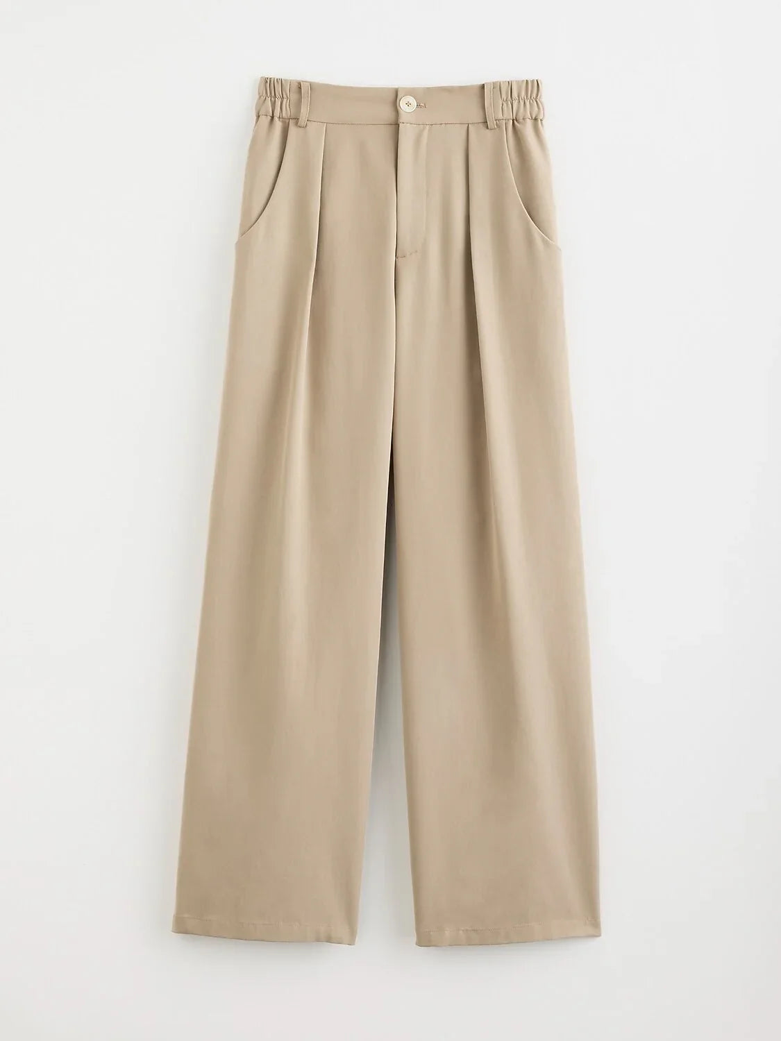 High Rise Elastic Waist Straight Pants