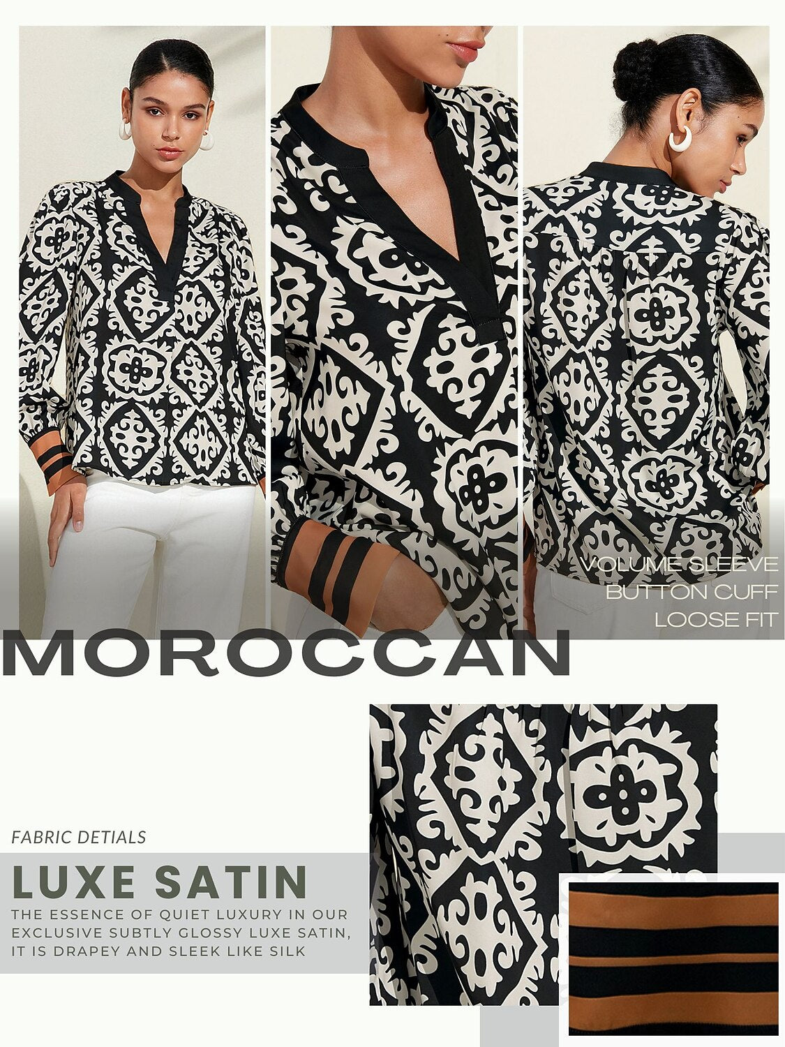 Hawaii Palm Silky Satin Blouse