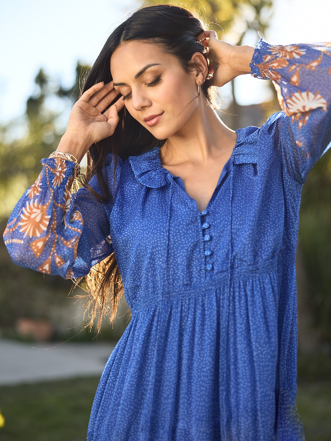 Jungle Butterfly Flowy Chiffon Maxi Dress