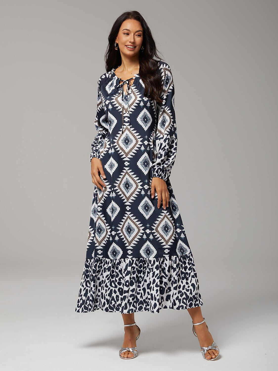 Boho Abstract Animal Print Maxi Dress