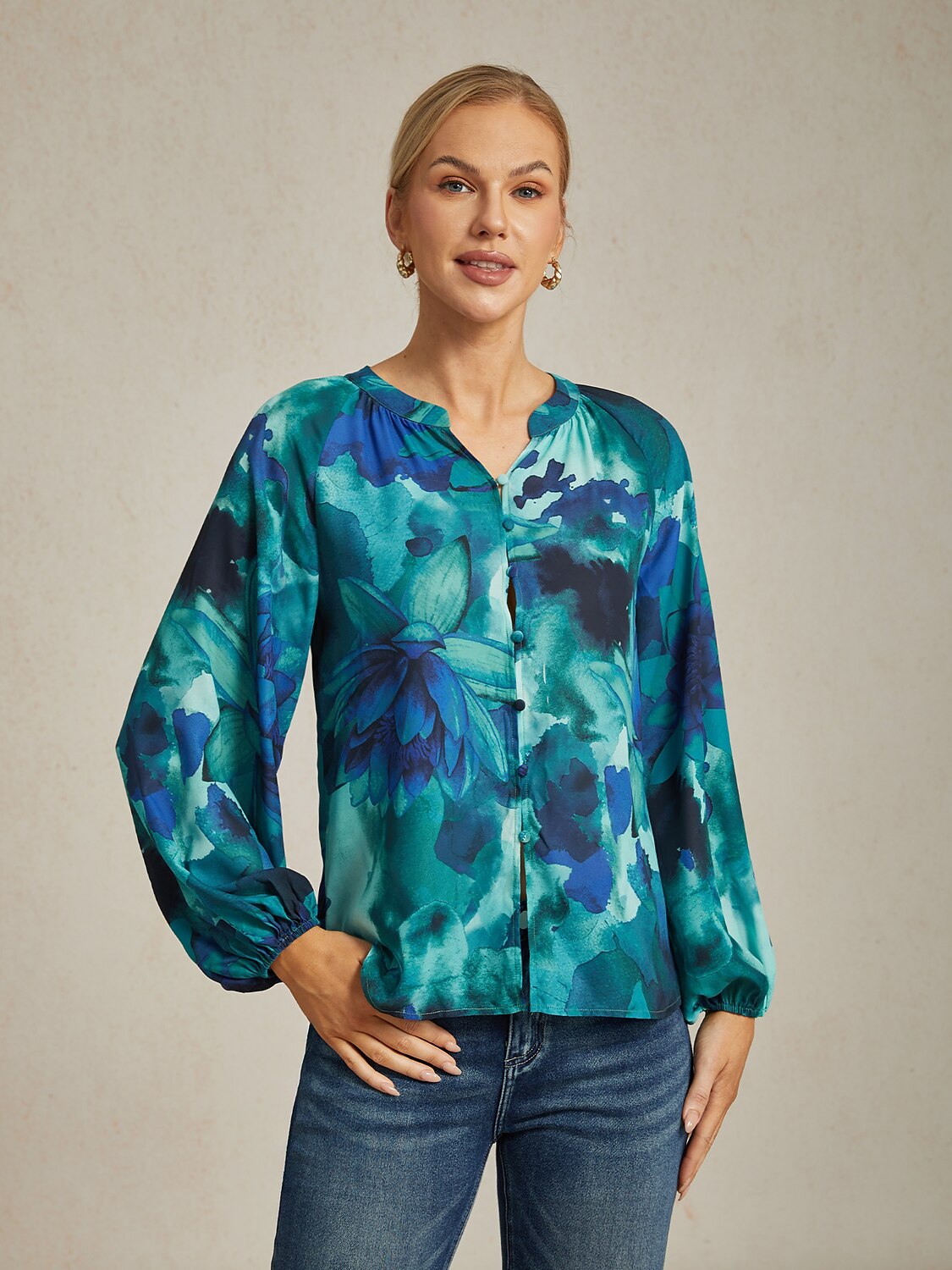 Ocean Bloom Reverie Floral Chiffon Crop Top
