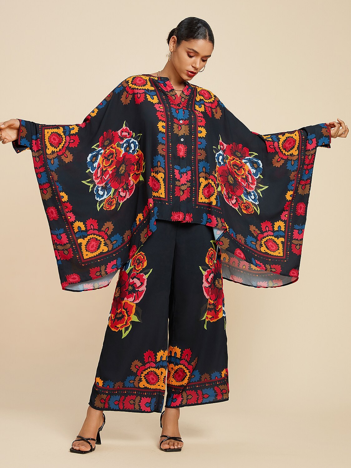Chiffon Floral Print Elasticated Waistband Pants
