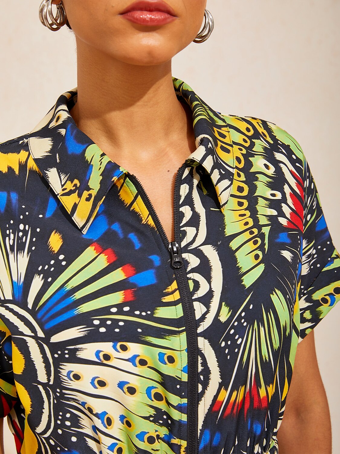 Jungle Butterfly Slight Stretch Short Dress
