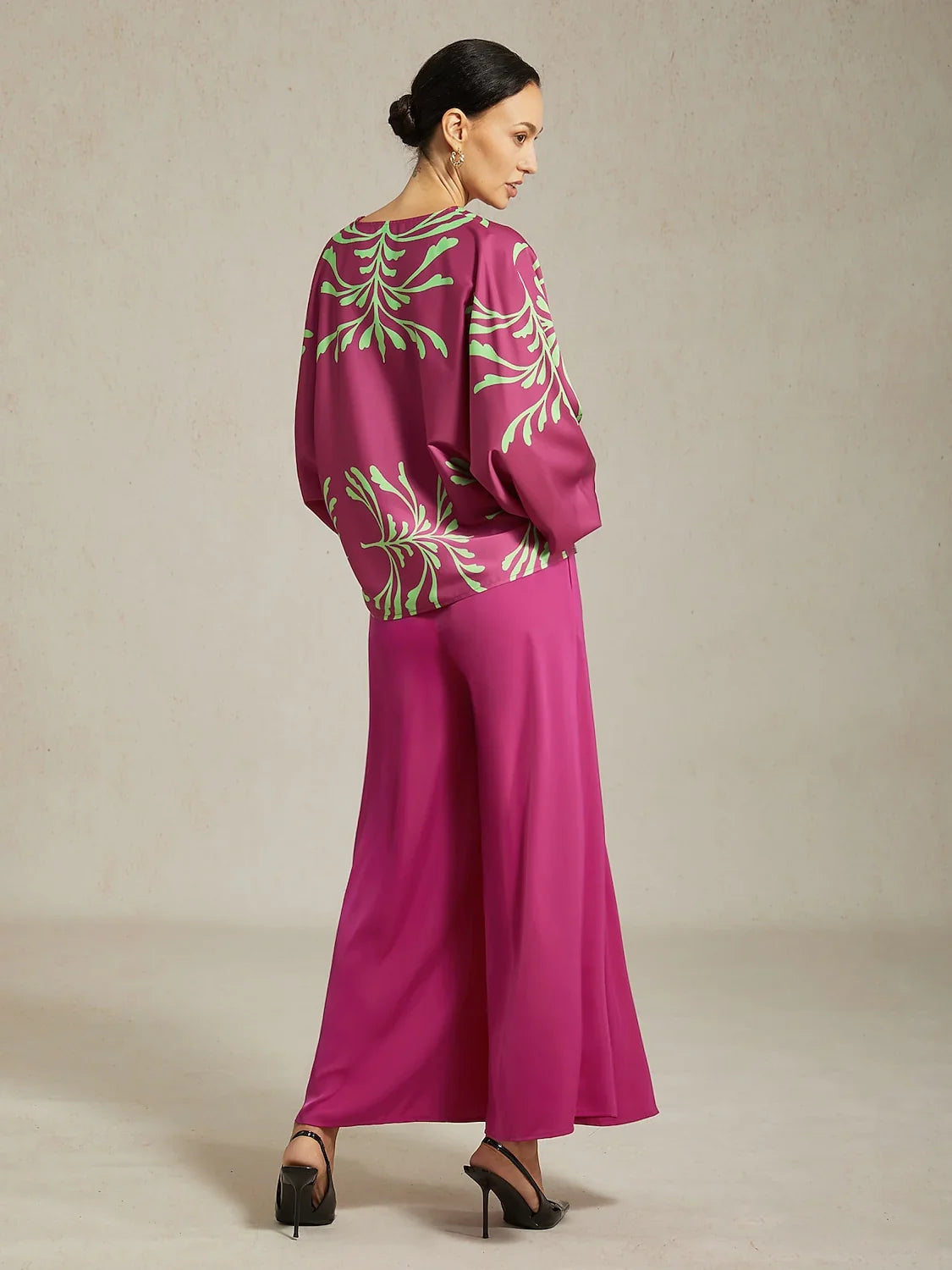 Satin Wide Leg Burgundy Pocket Pants