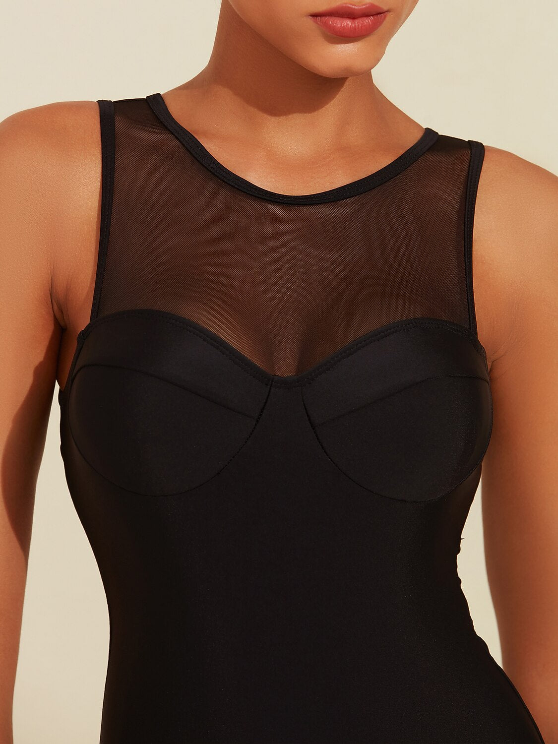 Solid Round Neck Swimsuit