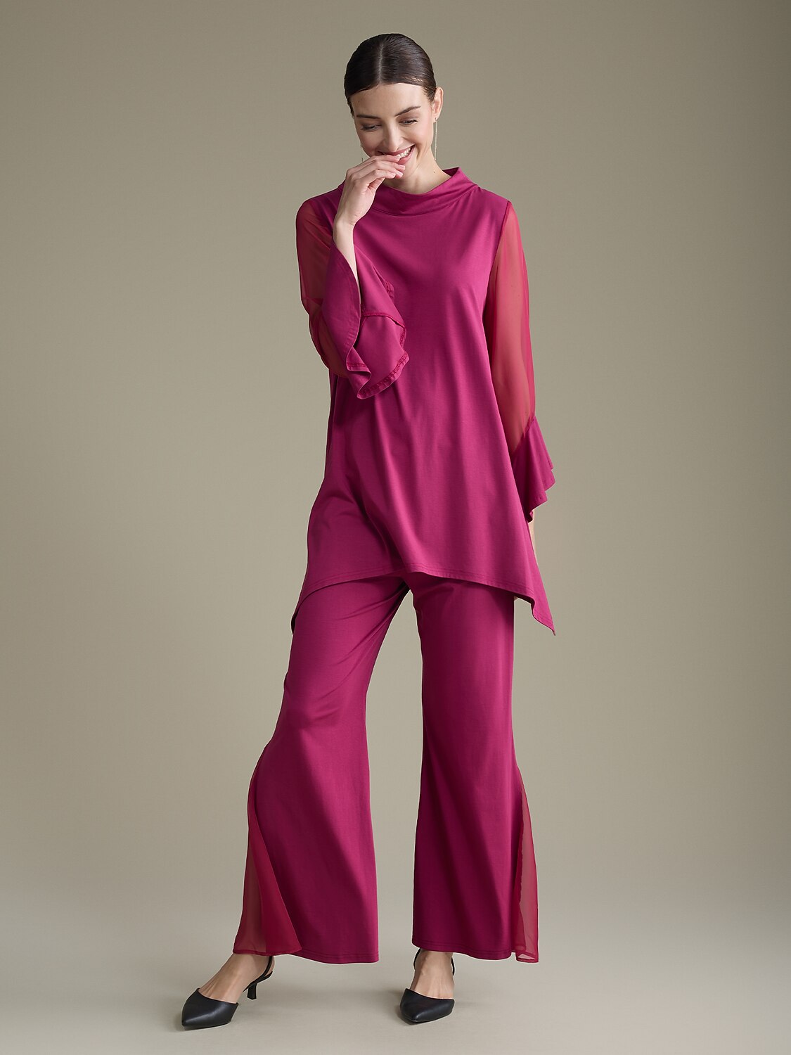 Luxurious High Neck Ruffle Long Sleeve Blouse