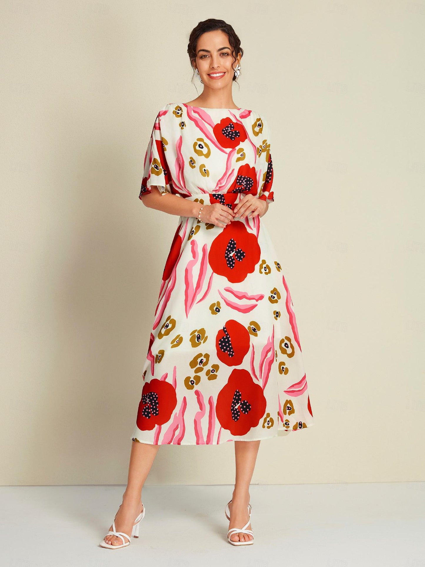 Santorini Summer Chiffon Elastic Waist Maxi Dress