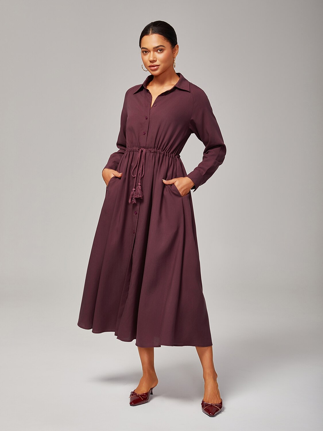 Abito lungo boho casual con vita regolabile