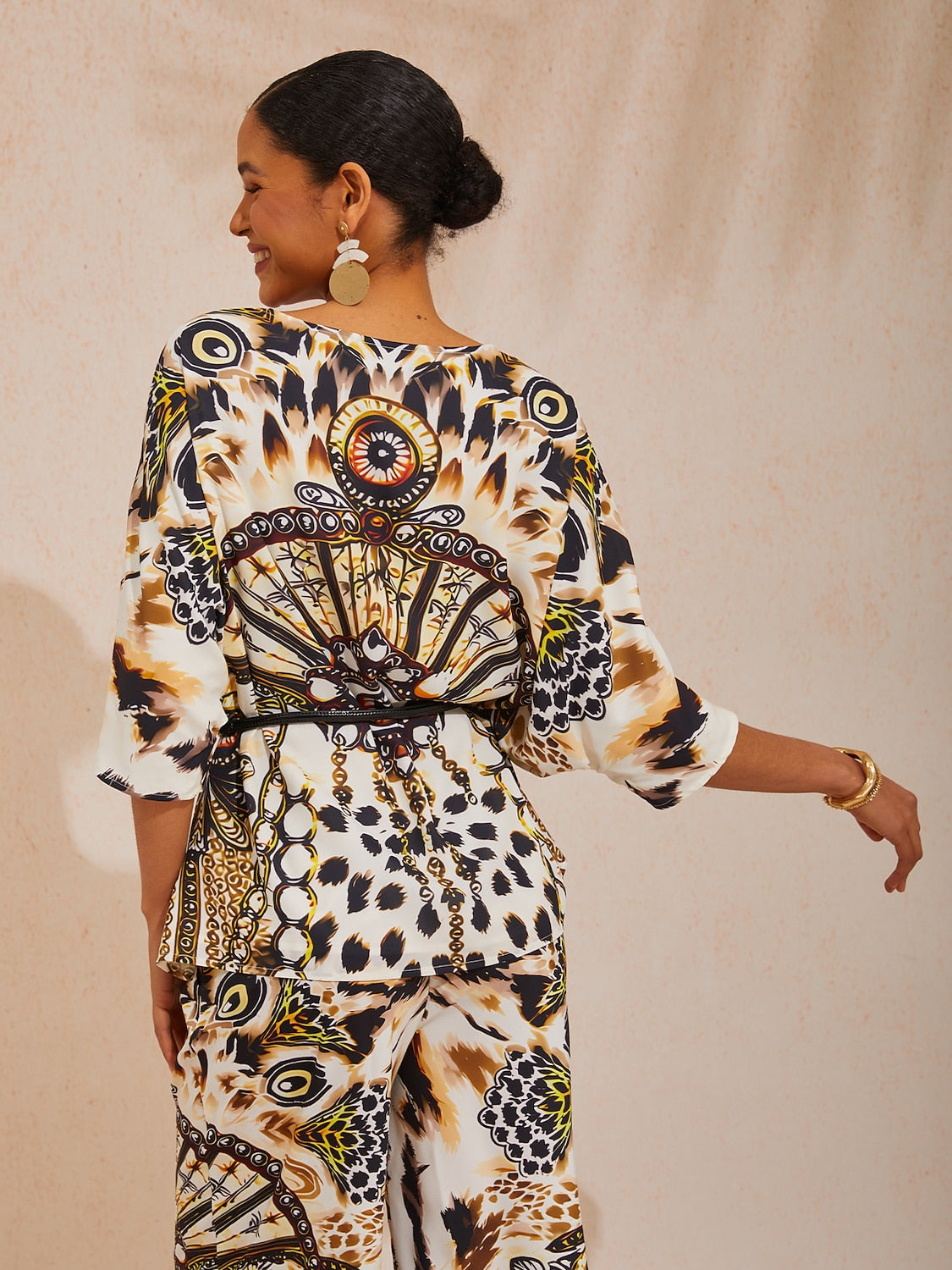 Vintage Leopard Jewelry Flowy Chiffon Top