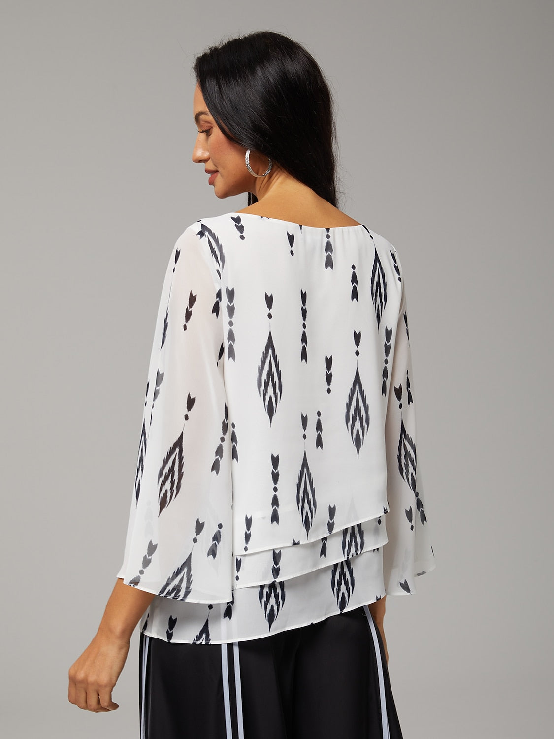 Women's Blouse White Floral 3/4 Sleeve Loose Round Neck Casual Elegant Vacation Spring Summer Fall