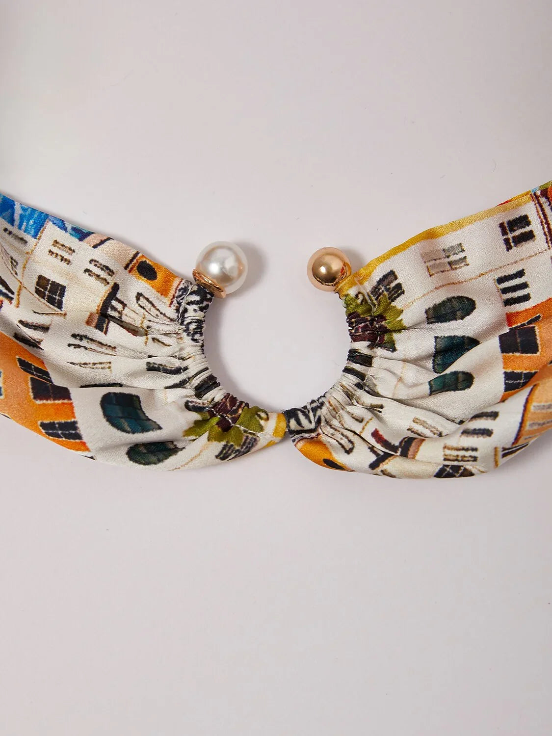 Santorini Summer Silky Satin Ruched Headscarf