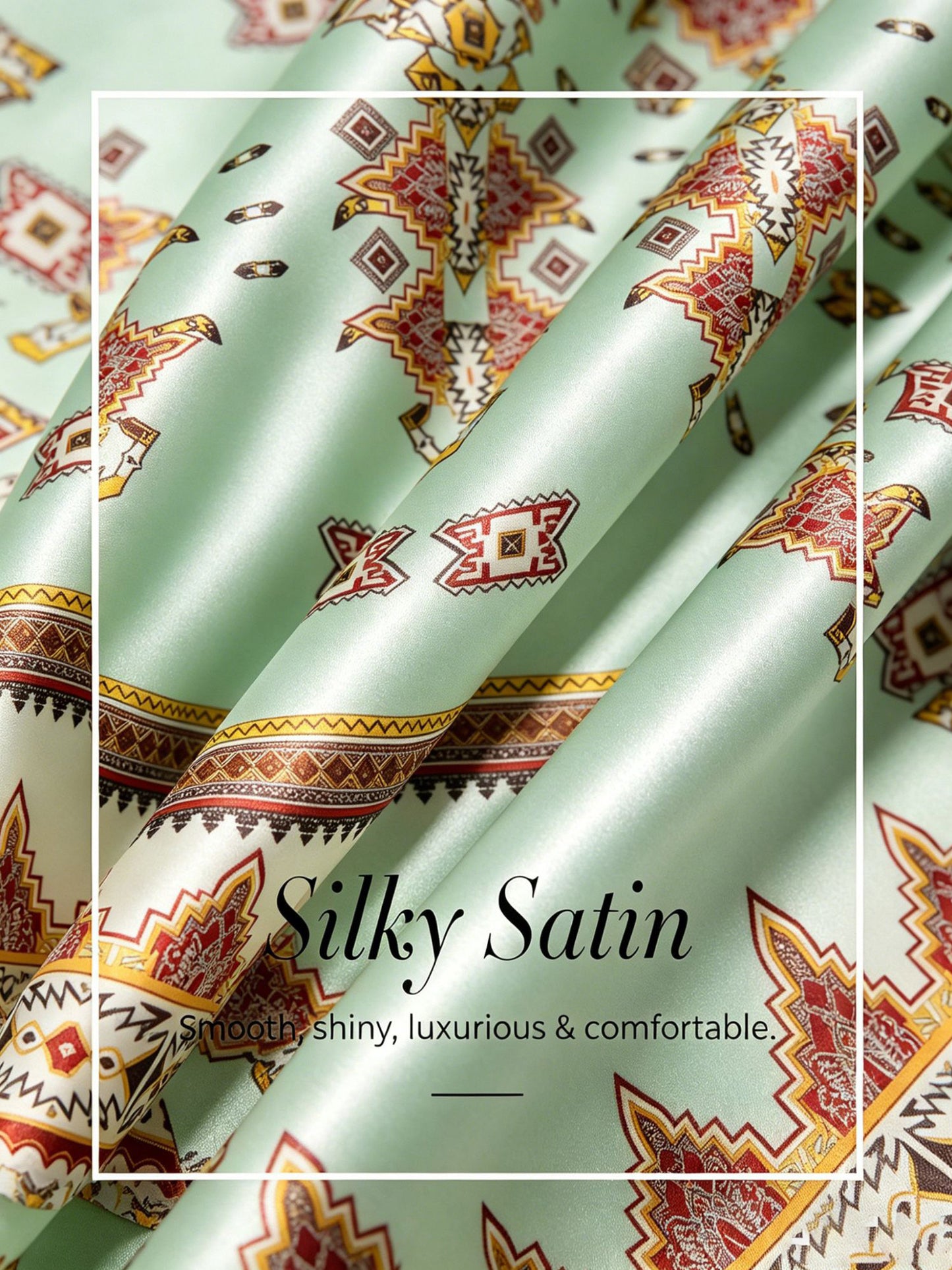 Ethnic Totem Silky Satin Sleeve Batwing Top
