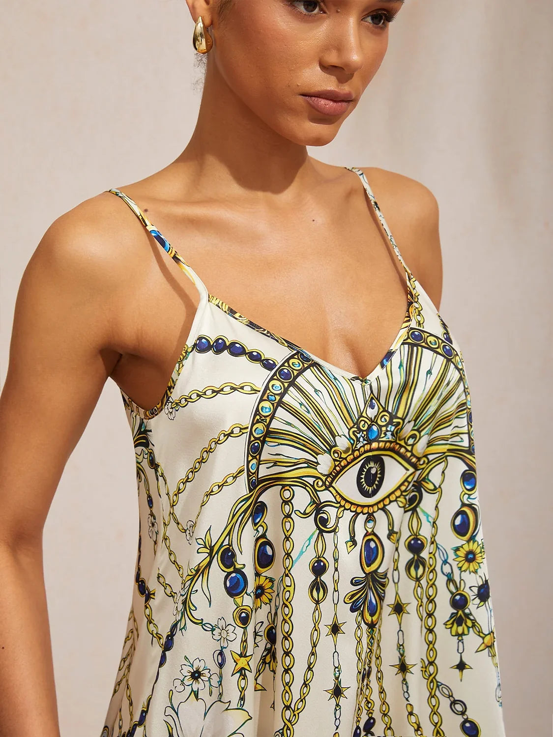 Vintage Jewelry Silky Satin Spaghetti Strap Jumpsuit