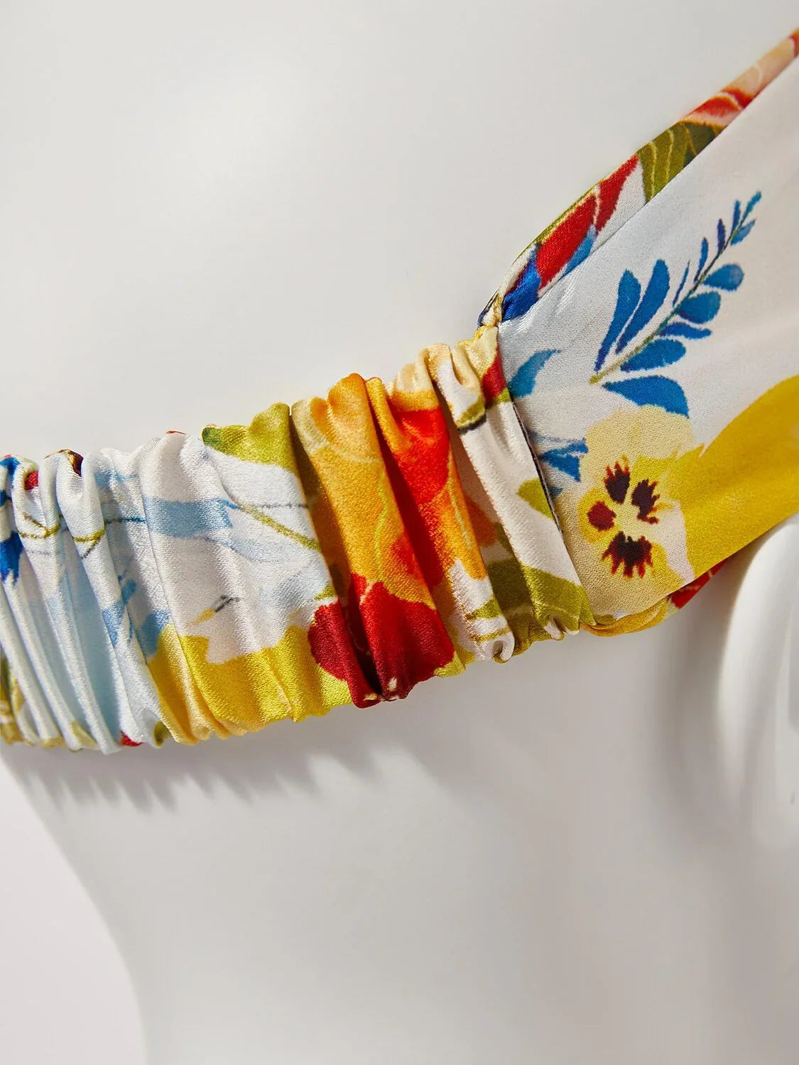 Santorini Summer Silky Satin Ruched Headscarf