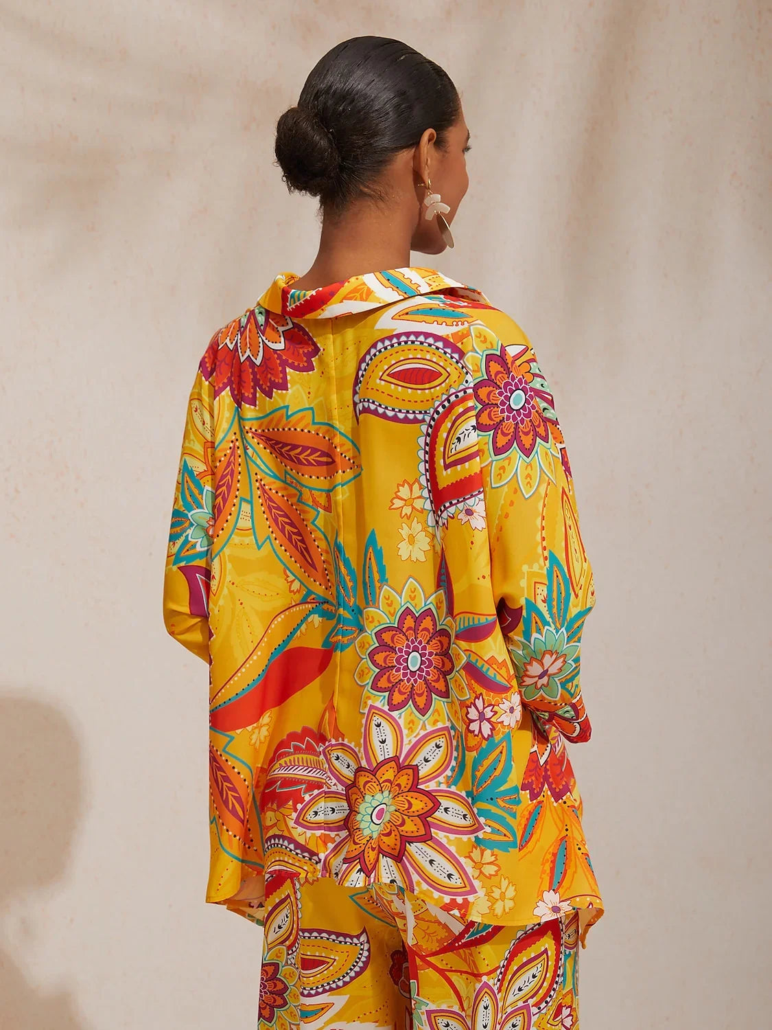 Boho Paisley Flowy Chiffon Short Shirt