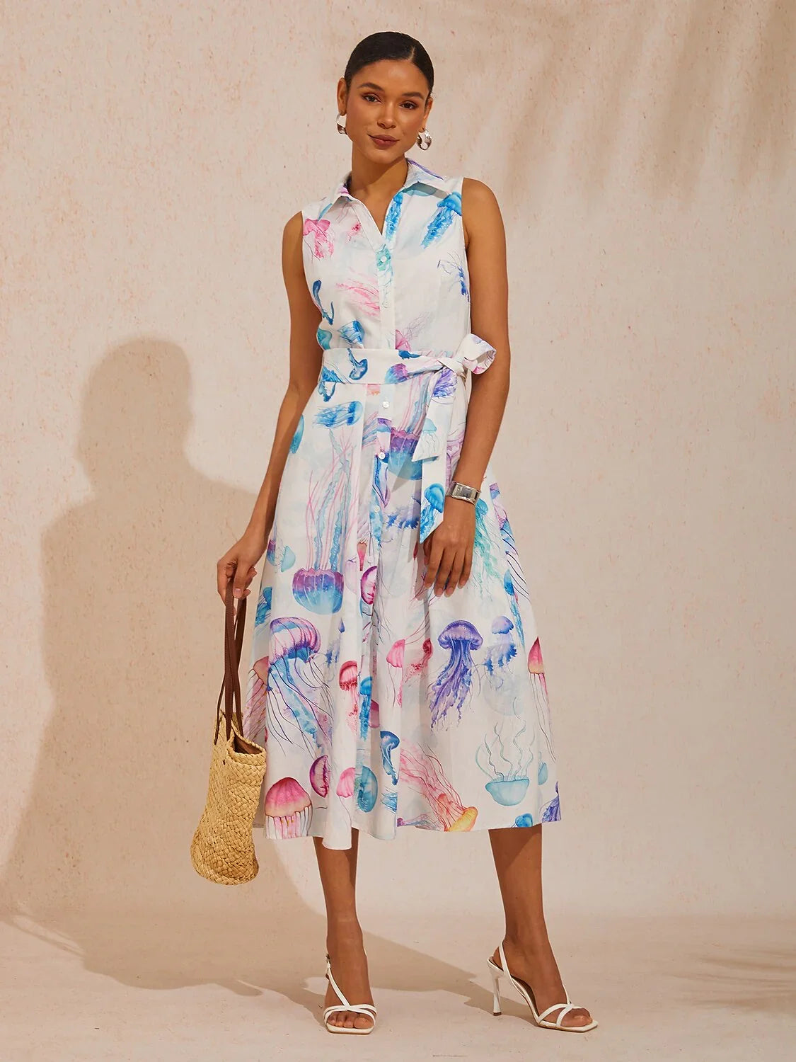 Ethereal Jellyfish Drift Linen Effect Maxi Dress