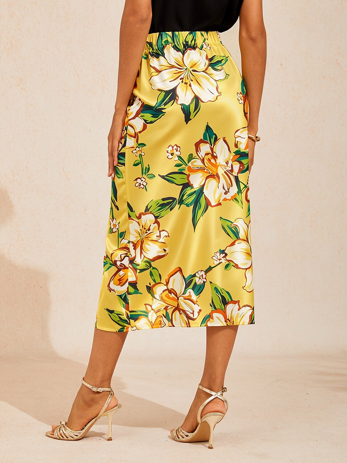 Jungle Butterfly Silky Satin Wrap Skirt