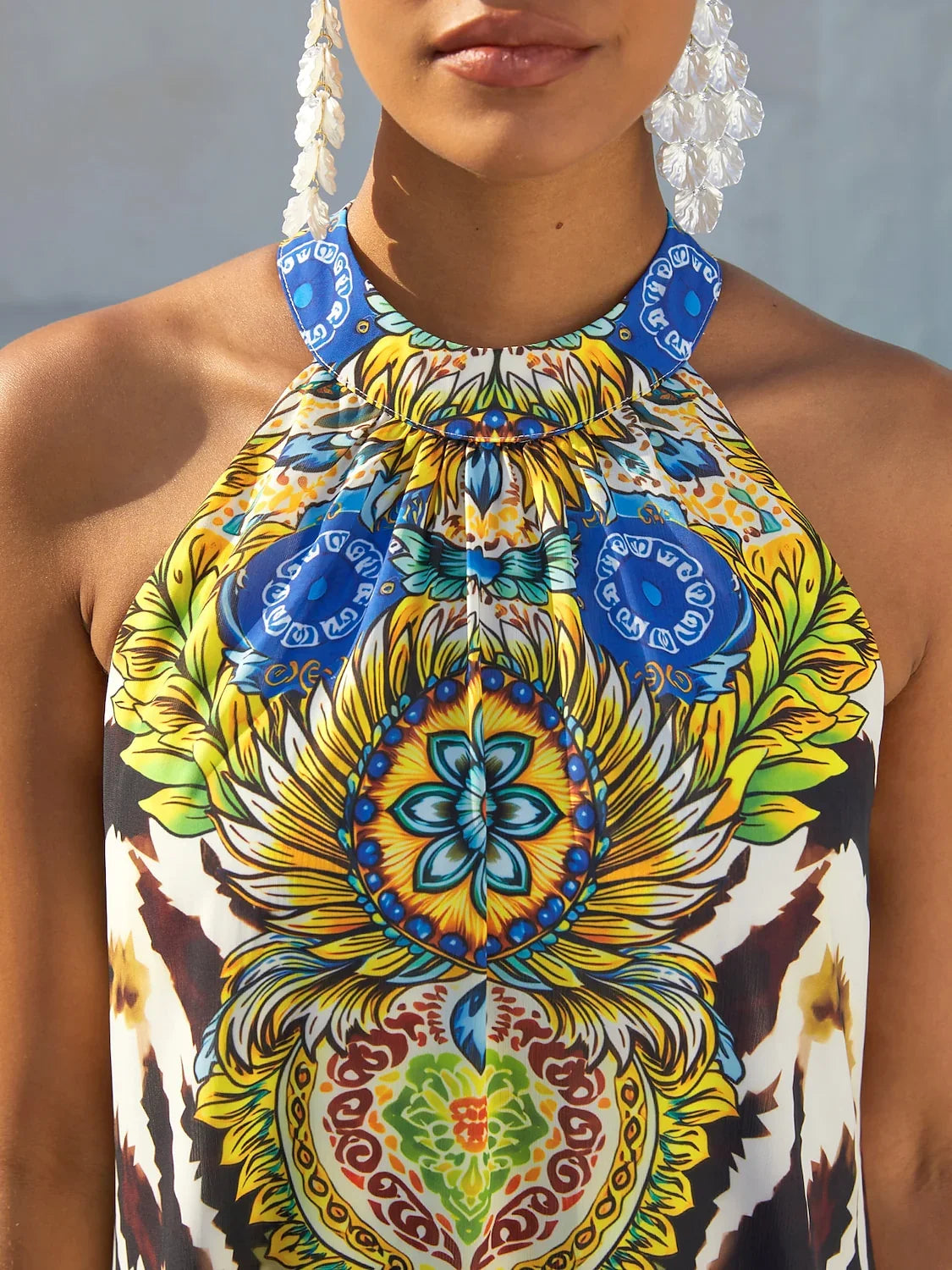 Gradient Tiger Flowy Chiffon Maxi Dress