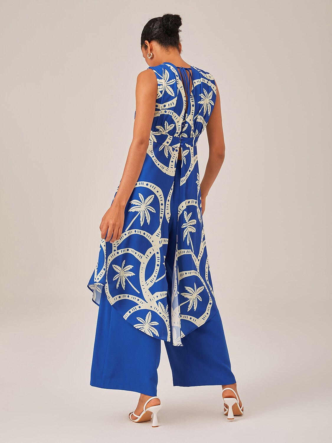 Geometric Print High Slit Beach Long Top