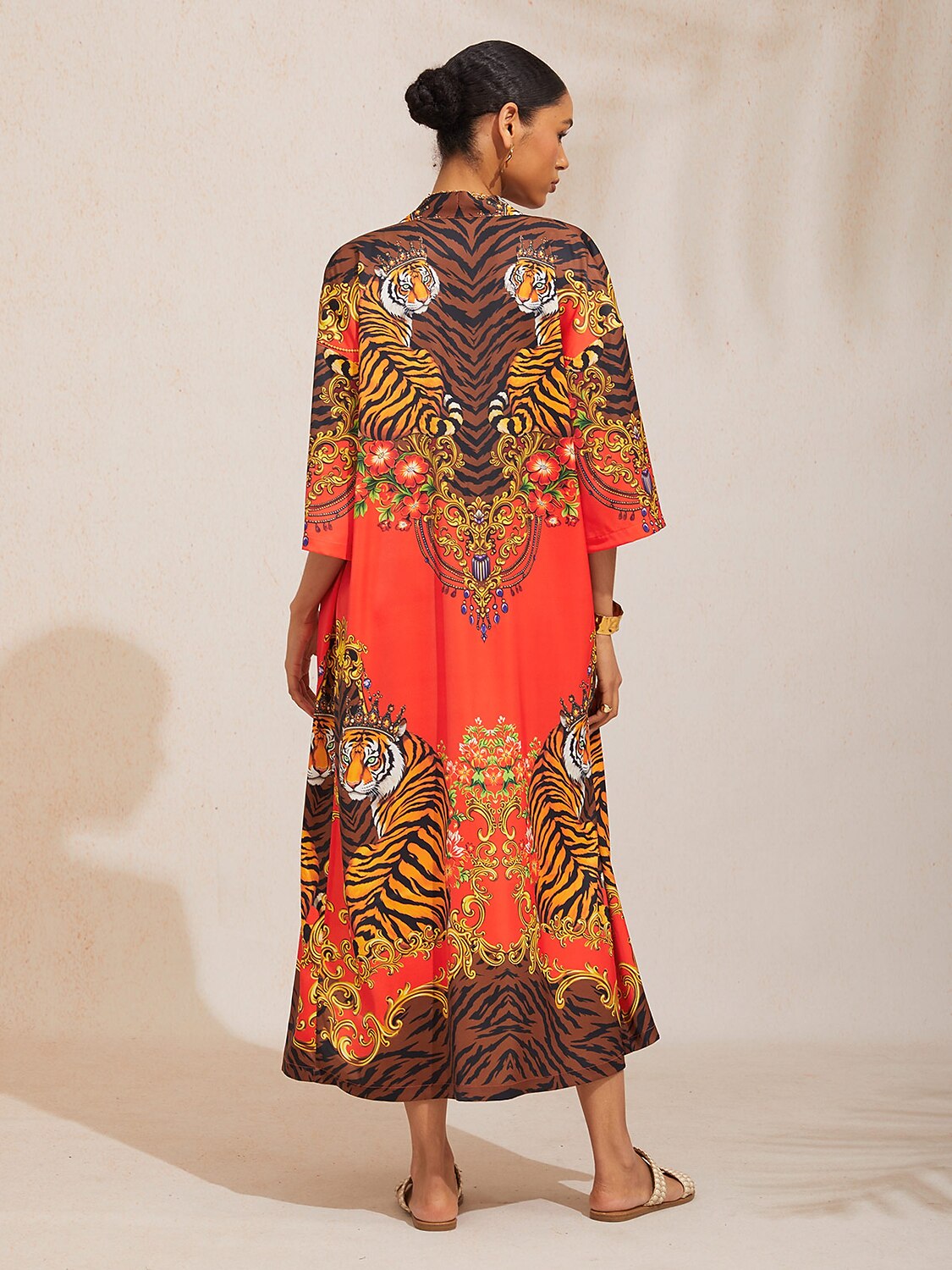 Scarlet Tigress Silky Satin Straight Maxi Cover Up