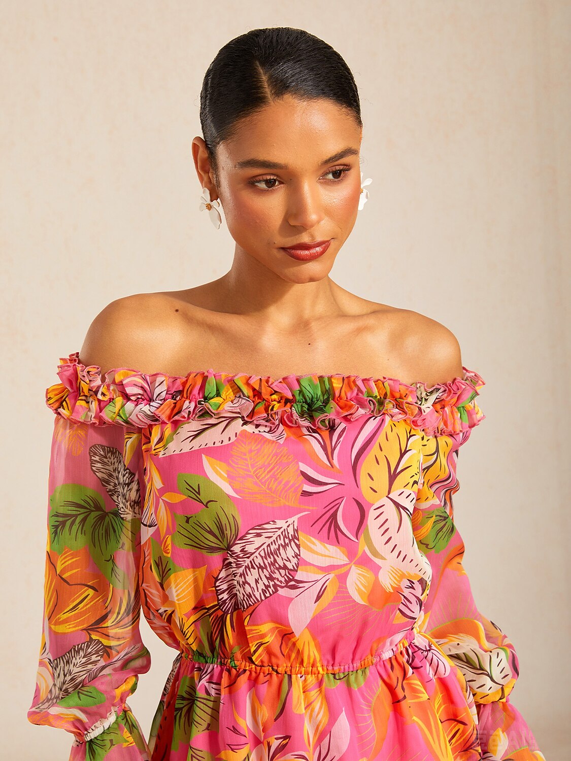 Wild Hibiscus Dream Flowy Chiffon Top