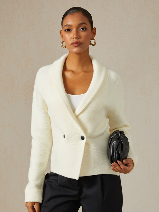 Acrylic Ribbed Knit Solid Sweater Jacket Shirt