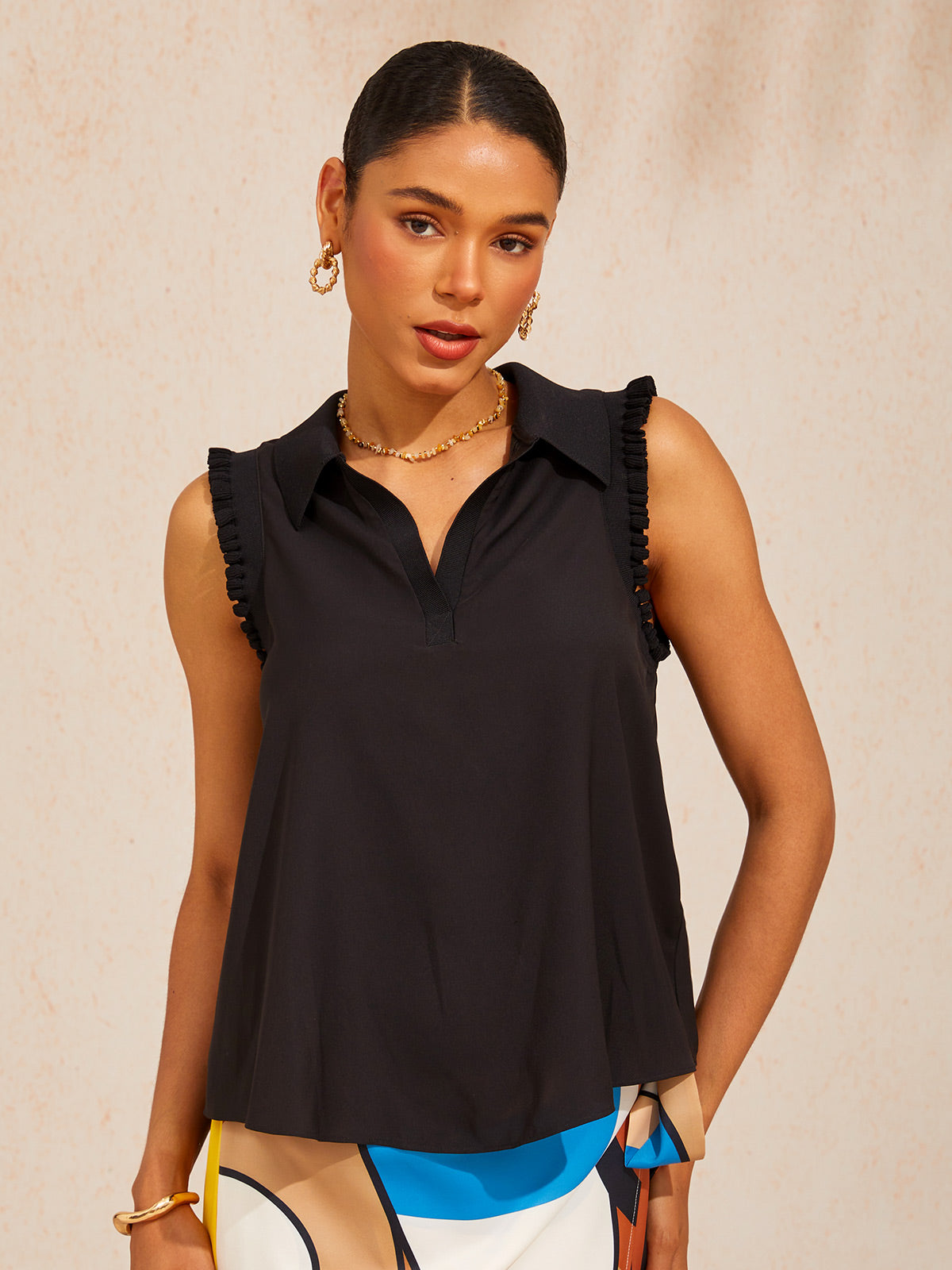Essential Series Silky Ruffle Sleeveless Top