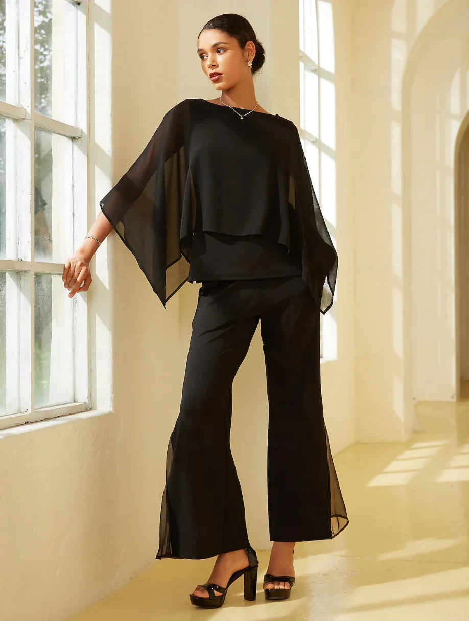 Stylish Luxurious Modal Chiffon Cape Top Blouse