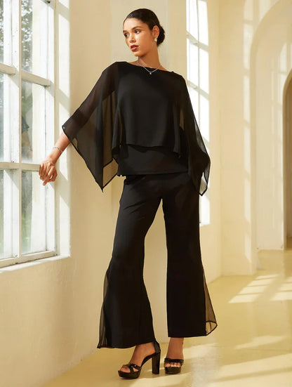 Stylish Luxurious Modal Chiffon Cape Top Blouse