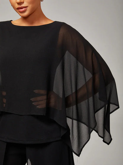 Stylish Luxurious Modal Chiffon Cape Top Blouse