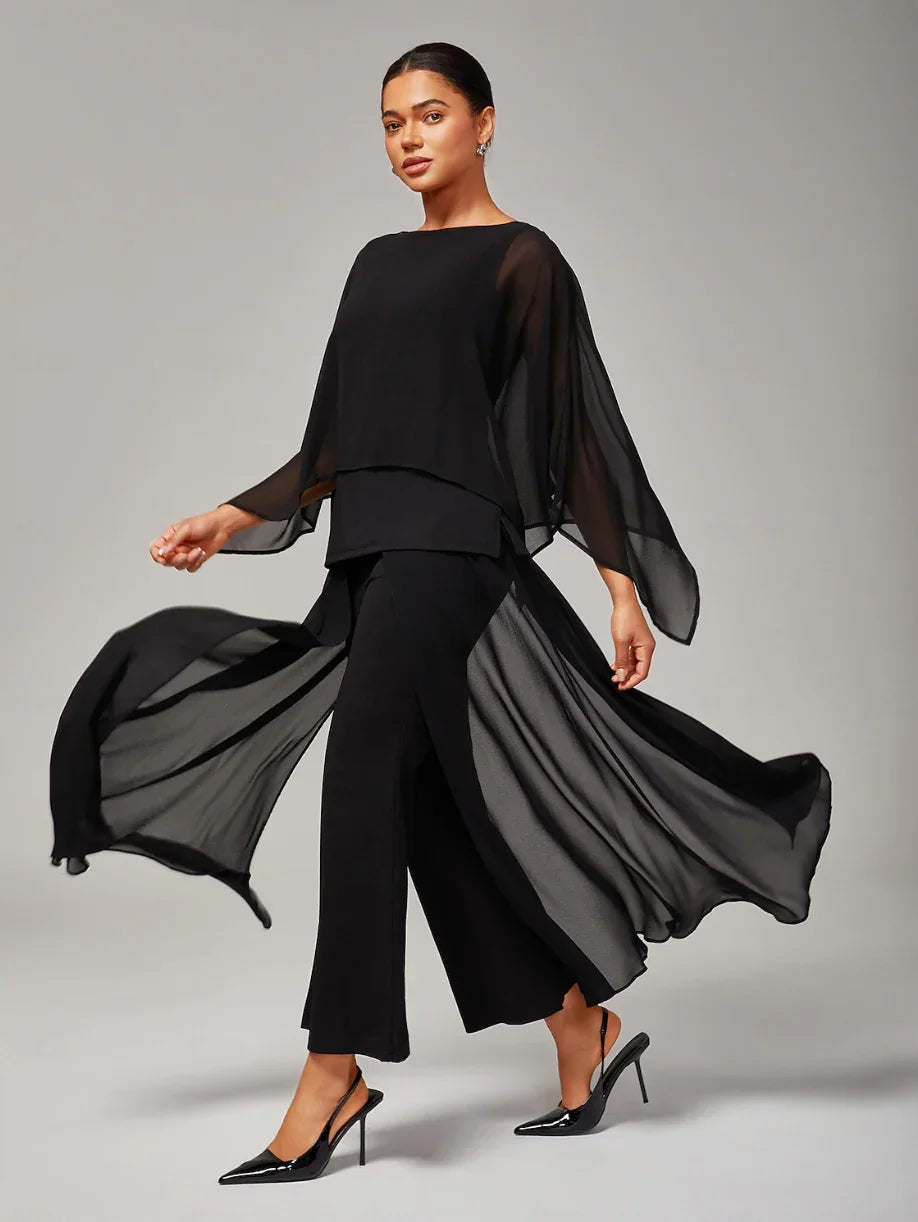 Stylish Luxurious Modal Chiffon Cape Top Blouse