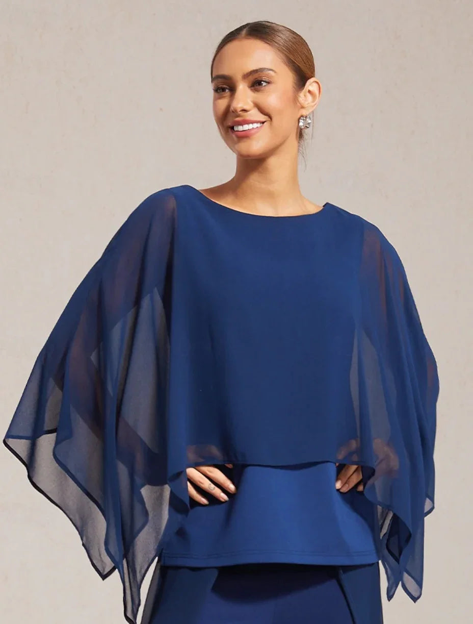 Stylish Luxurious Modal Chiffon Cape Top Blouse