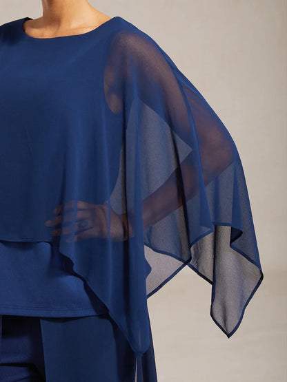 Stylish Luxurious Modal Chiffon Cape Top Blouse
