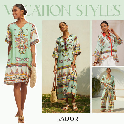 Ethnic Totem Flowy Chiffon Maxi Dress