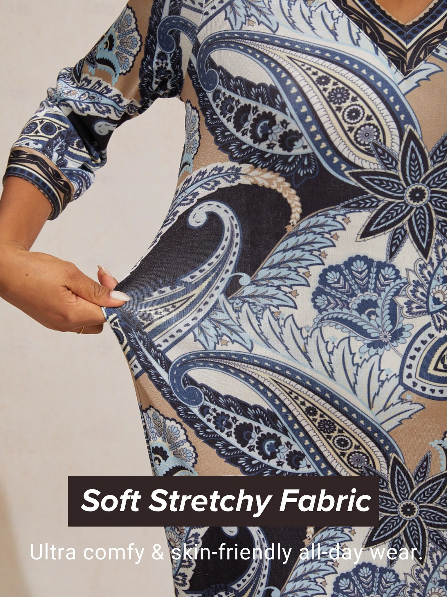 Ocean Paisley Flora High Stretch Knit Dress