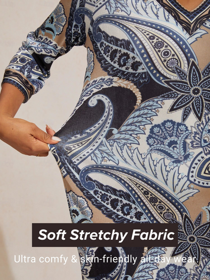 Ocean Paisley Flora High Stretch Knit Dress