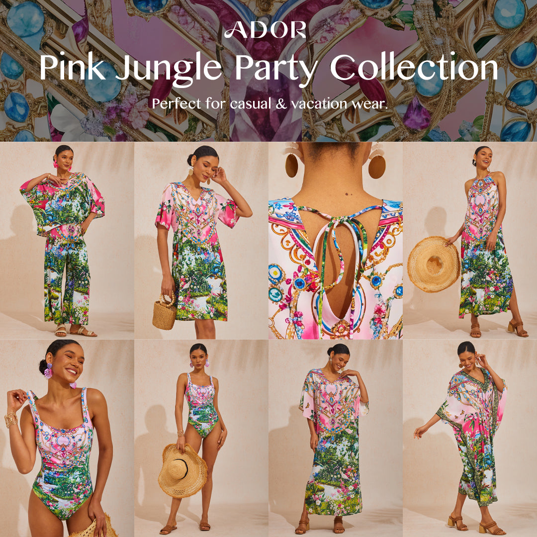 Pink Jungle Party Stretch One-Piece Swimsuit
