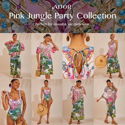 Pink Jungle Party Stretch One-Piece Swimsuit