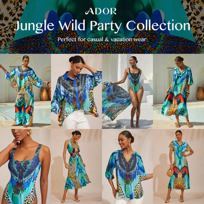 Jungle Wild Party seidiges Satin-Leoparden-Oberteil