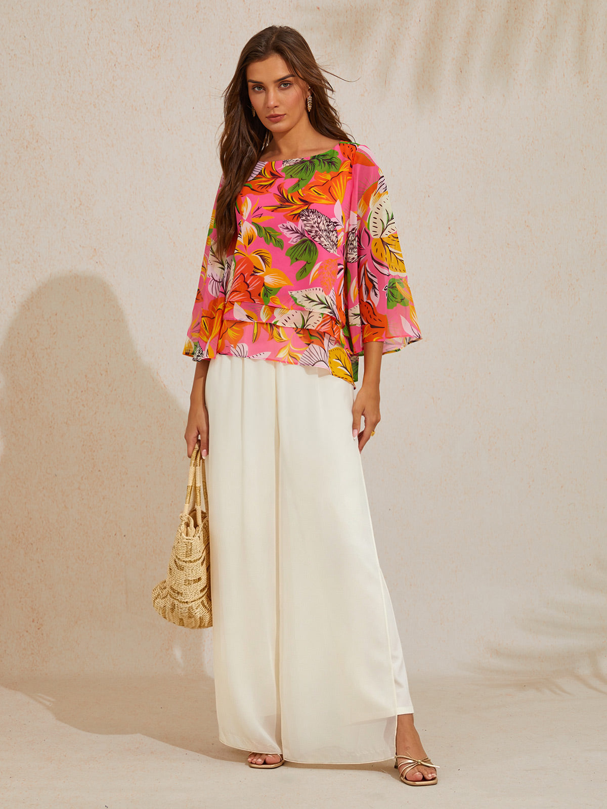 Wilder Hibiskus Traumhaft Fließendes Chiffon-Lagen-Top