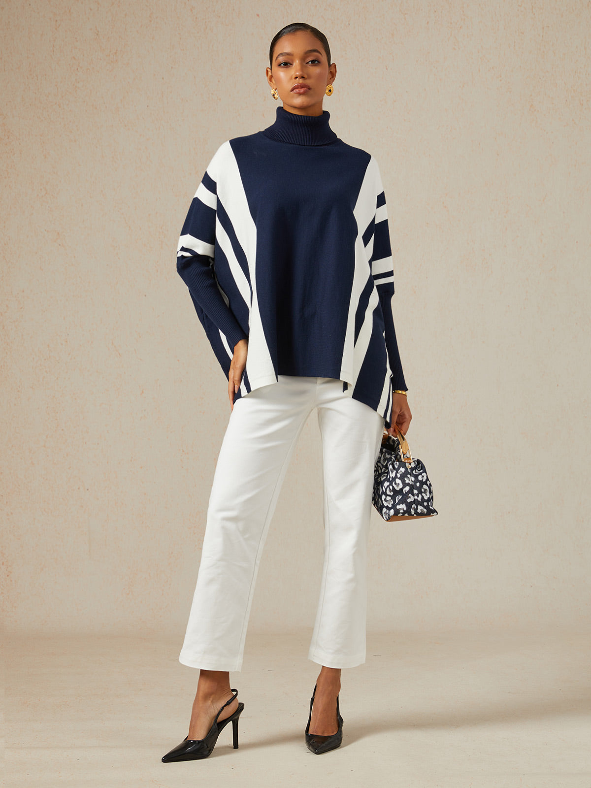 Ribbed Knit Turtleneck Sweater